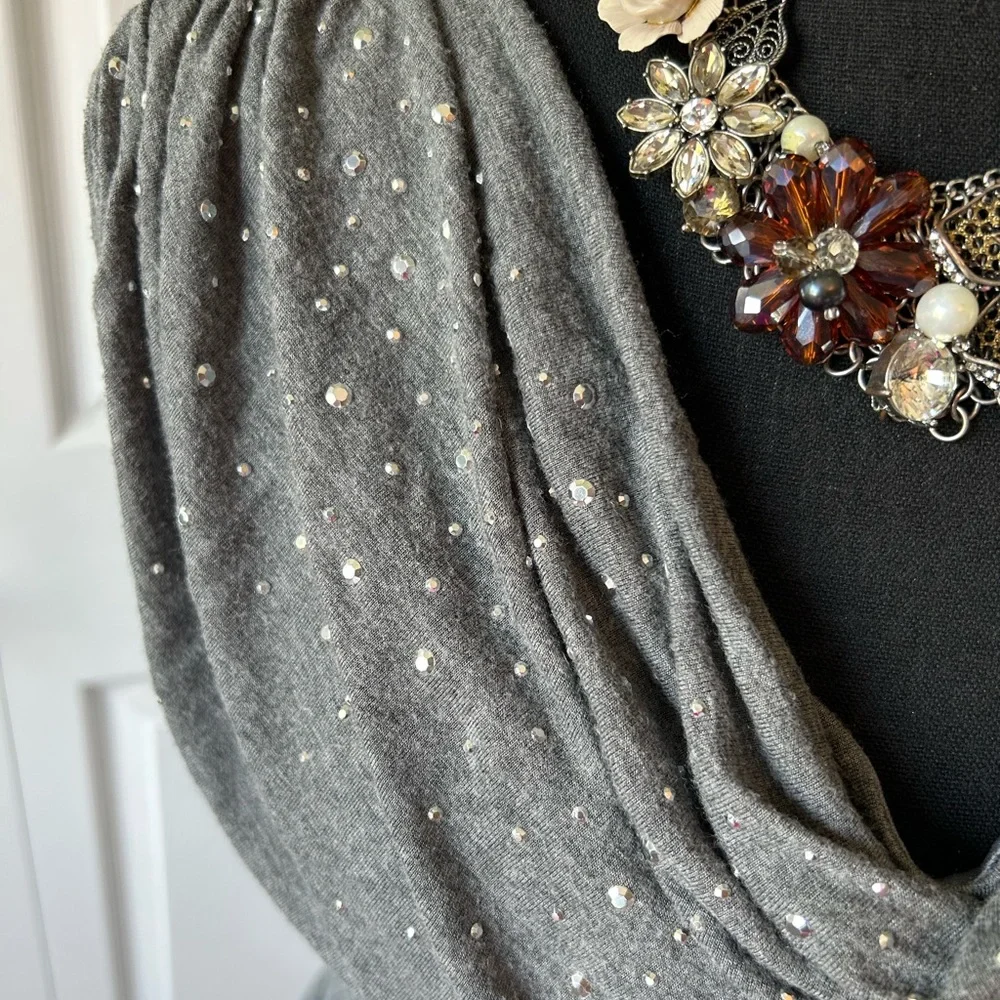 🖤Express Cowl Neck Sparkly Top with Ruching - Picture 2 of 5